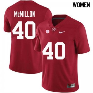 NCAA Women's Alabama Crimson Tide #40 Joshua McMillon Stitched College Nike Authentic Crimson Football Jersey ZJ17P77PF